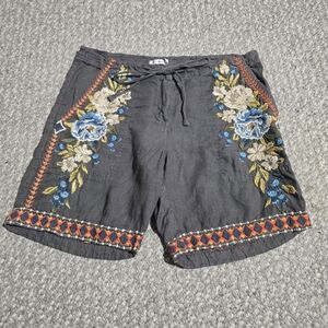 JOHNNY WAS embroidered Linen Shorts